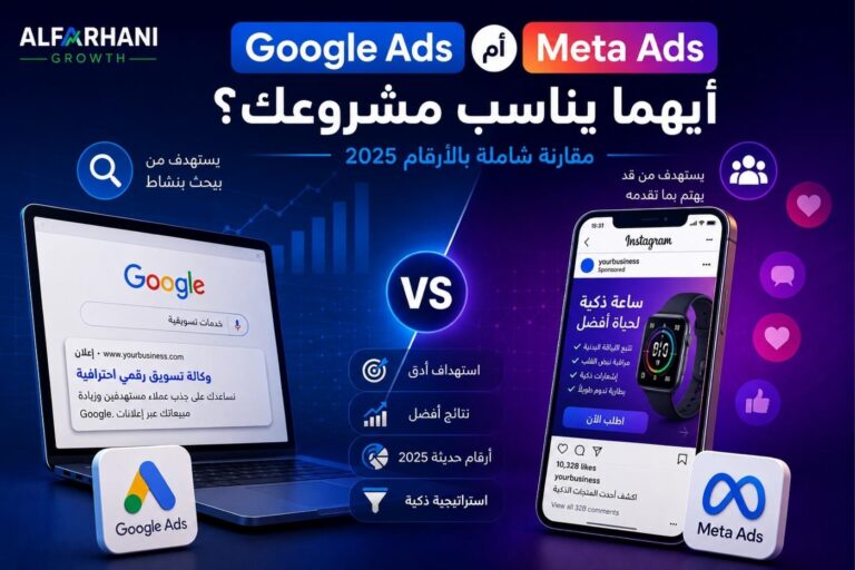 مقارنة بين Google Ads وMeta Ads لتحديد أفضل منصة إعلانية للمشاريع في 2025